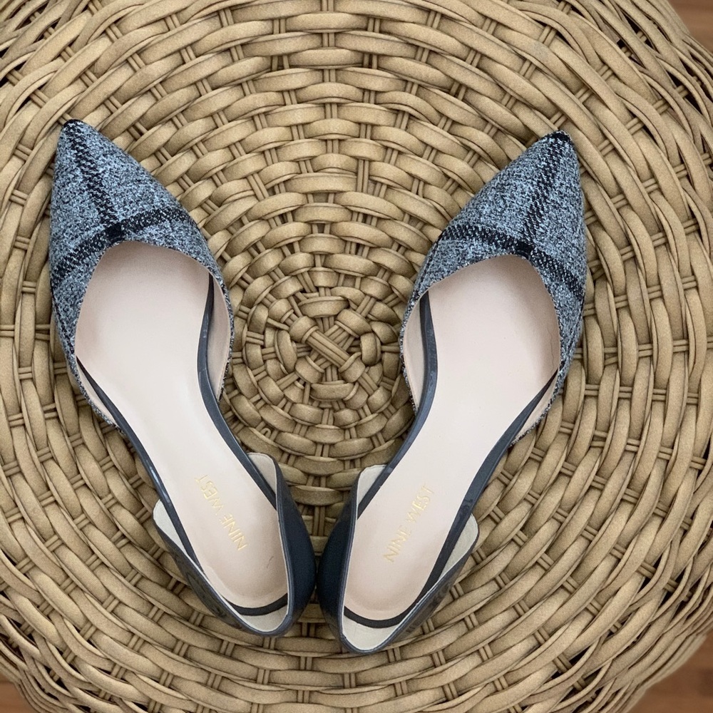 New NINE WEST Starship D’Orsay Flats - Gray /Tweed